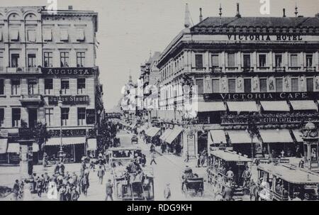 Il viale Unter den Linden, angolo di Friedrichstrasse, Berlino, Germania, immagine storica, circa 1899 Foto Stock