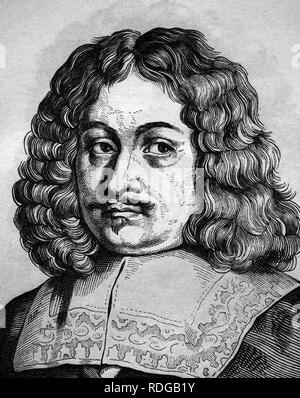 Andreas Gryphius, Tedesco poeta e drammaturgo del barocco, 1616 - 1664, storico illustrazione, ritratto, 1880 Foto Stock