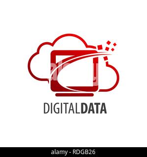 I dati digitali cloud logo dello schermo concept design. Simbolo grafico elemento di modello di vettore Illustrazione Vettoriale