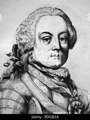 Leopoldo Giuseppe Maria Conte von Daun, imperial maresciallo di campo nella Guerra dei Sette Anni,, 1705 - 1766, storico illustrazione Foto Stock