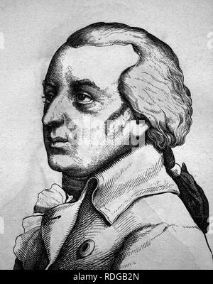 Johannes VON Mueller, Swiss storico e statista, 1752 - 1809, ritratto, storico illustrazione, 1880 Foto Stock