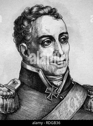 Karl August von Hardenberg, statista prussiano e primo ministro della Prussia, 1750 - 1822, ritratto, storico illustrazione, 1880 Foto Stock