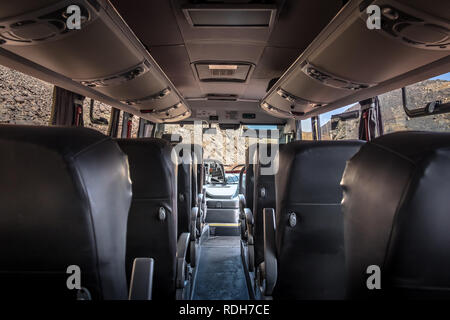 Interno di un bus a Cajon del Maipo - Cile Foto Stock