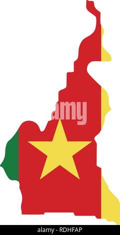 Mappa di Camerun con bandiera all'interno. Mappa di Camerun illustrazione vettoriale Illustrazione Vettoriale