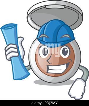 Architetto trucco in polvere isolate in la mascotte Illustrazione Vettoriale
