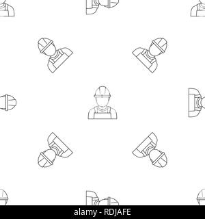 Uomo di saldatura e la relativa icona. Illustrazione di contorno della saldatura uomo icona vettoriali per il web design isolato su sfondo bianco Illustrazione Vettoriale