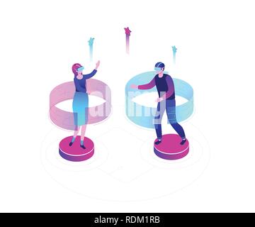 La realtà virtuale - moderno colorato isometrica illustrazione vettoriale Illustrazione Vettoriale