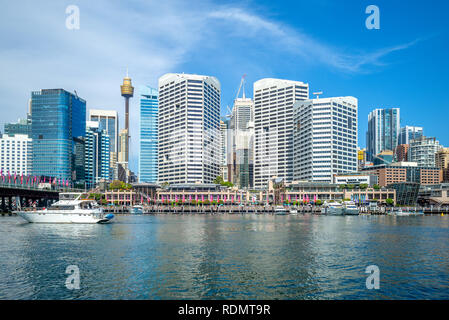 Skyline di Sydney al Darling Harbour, australia Foto Stock