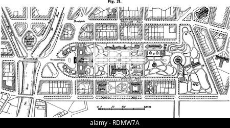 . Le operazioni della società americana di architetti del paesaggio fin dal suo inizio nel 1899 alla fine del 1908;. Di giardinaggio. No. 107. (Kat. 555.) StraBburg: Teil der Planung auf altera Festungsgebiet. Die groBen Universitalsbauten bedecken das Gelande. Obgleich sie planmaBig aufgestellt sind, fehlen kunstlerische Beziehungen der Bauten ejnzelnen zu einander. Fig. 23. Fig. 22.. Si prega di notare che queste immagini vengono estratte dalla pagina sottoposta a scansione di immagini che possono essere state migliorate digitalmente per la leggibilità - Colorazione e aspetto di queste illustrazioni possono non assomigliare perfettamente l'originale Foto Stock