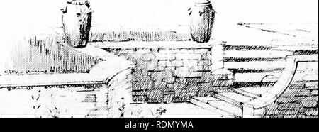 . Giardini per piccole case di campagna. Giardini. Gradini e scale. 97 per effetto di fornire una molto ampia per il prato di seguito, come è ad esempio (Fig. 126). Nel capitolo su " Acqua in mostrato dalla fotografia o drawin; le piscine comporre. Il design da dà un suggerimento per il trattamento della piscina di forma per la sua caratteristica centrale della scalinata dal pneumatico medio della terrazza suggerito dal disegno dal sig. C. E. Mallows il giardino formale " molti dei diversi schemi I dipendono per il loro successo su la procedura con la quale il sig. Inigo Triggs, ora illustrata nelle figg. 127 e 128, una doppia scalinata che collega due lev Foto Stock