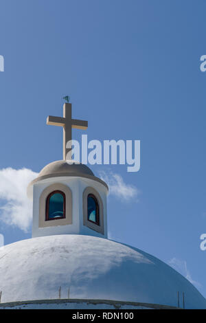 Tetto della Capilla Santa Cruz chiesa cattolica di San Miguel de Cozumel. Foto Stock