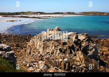Spiaggia, Pembroke Bay a nord-est di di Guernsey, Isole del Canale, Europa Foto Stock
