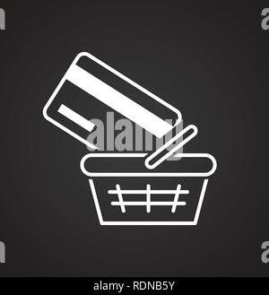 Shopping on line icona sullo sfondo bianco per grafica e web design, moderno vettore semplice segno. Concetto di Internet. Il simbolo alla moda per il design del sito web o del pulsante mobile app. Illustrazione Vettoriale