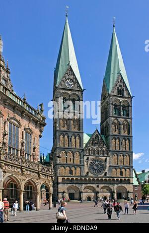 Il Municipio e St. Petri Dom, Cattedrale di Brema, Brema Foto Stock