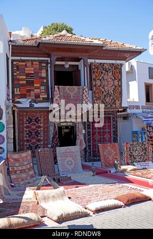 Negozio di tappeti, Marmaris, Turchia egea, Turchia, Asia Foto Stock