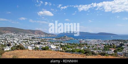 Castello e Marina, bodrum, Turchia egea, Turchia, Asia Foto Stock