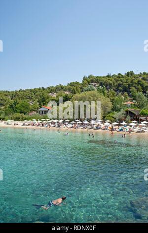 Kalogria Beach sulla penisola di Sithonia in Chalcidice, Macedonia centrale, Grecia, Europa Foto Stock