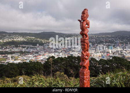 Vista dal Monte Victoria del porto e nel centro di Wellington, Isola del nord, Nuova Zelanda. Foto Stock