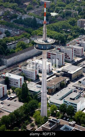 Telekom Telecommunications Tower con antenna per TV digitale, ETEC Innovationszentrum Centro Innovazione, Essen Foto Stock