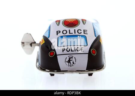 Auto della Polizia, stagno giocattolo auto, wind-up toy Foto Stock