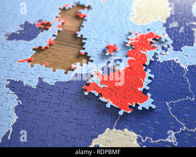 Regno Unito lasciando l'Unione europea, illustrazione. Foto Stock