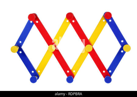 Parete in plastica Hoooks su sfondo bianco Foto Stock