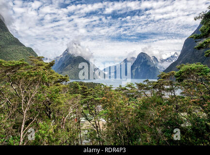 Milford Sound Fjordland, Nuova Zelanda, Sud Isola, NZ Foto Stock