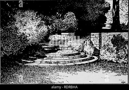 . Giardini nel rendere. Giardini; architettura del paesaggio; GIARDINAGGIO. 136 giardini nel rendere. Fig. 36.-passaggi circolari, Dalingridge posto. che erano il più lontano dalla bellezza naturale come le più tradizionali di caratteristiche architettoniche, ed essi erano composti da materiali che hanno rifiutato di consegnarsi all'azione del vento e meteo. Come abbiamo detto prima, i moduli devono essere semplici, decorosa e ben definito, solo per la scelta accurata di un materiale e la superficie che non vyithstand la mano del tempo possiamo sperare di modificare la loro artificiosità e la natura permettono di effe Foto Stock