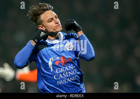 DEN BOSCH, 18-01-2019 ,Stadion De Vliert Keuken Kampioen Divisie, Den Bosch - Top Oss ,Stagione 2018 / 2019, FC Den Bosch player Stefano Beltrame celebrare il suo obiettivo (2-0) durante il match Den Bosch - Top Oss Foto Stock