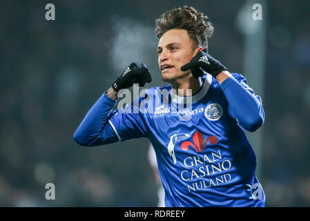 DEN BOSCH, 18-01-2019 ,Stadion De Vliert Keuken Kampioen Divisie, Den Bosch - Top Oss ,Stagione 2018 / 2019, FC Den Bosch player Stefano Beltrame celebrare il suo obiettivo (2-0) durante il match Den Bosch - Top Oss Foto Stock