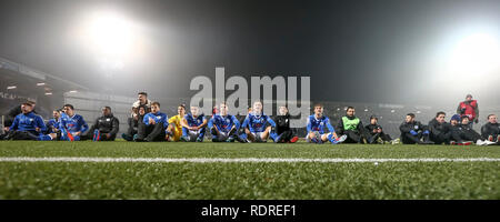 DEN BOSCH, 18-01-2019 ,Stadion De Vliert Keuken Kampioen Divisie, Den Bosch - Top Oss ,Stagione 2018 / 2019, giocatori FC Den Bosch celebrando la vittoria dopo la partita di Den Bosch - Top Oss Foto Stock