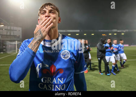 DEN BOSCH, 18-01-2019 ,Stadion De Vliert Keuken Kampioen Divisie, Den Bosch - Top Oss ,Stagione 2018 / 2019, FC Den Bosch player Stefano Beltrame dopo la partita di Den Bosch - Top Oss Foto Stock