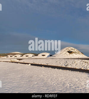 Macallan Distillery, Pasqua Elchies, Charlestown di Aberlour, Speyside, Scozia. 18 gennaio 2019. Regno Unito Meteo: a seguito di una forte nevicata. Fotografato il 18 gennaio 2018. Credito: JASPERIMAGE/Alamy Live News Foto Stock