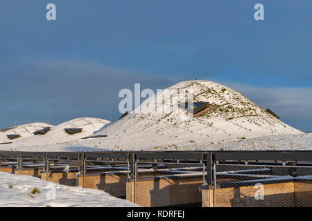 Macallan Distillery, Pasqua Elchies, Charlestown di Aberlour, Speyside, Scozia. 18 gennaio 2019. Regno Unito Meteo: a seguito di una forte nevicata. Fotografato il 18 gennaio 2018. Credito: JASPERIMAGE/Alamy Live News Foto Stock