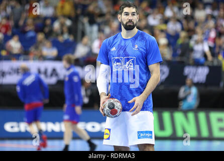 Germania. Berlino, Germania. 17 gen 2019. IHF pallamano uomini del Campionato del Mondo di Berlino, Germania.Nikola Karabatic per la Francia durante il warm-up prima che il credito di gioco: Mickael Chavet/Alamy Live News Foto Stock