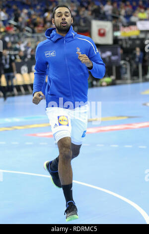 Germania. Berlino, Germania. 17 gen 2019. IHF pallamano uomini del Campionato del Mondo di Berlino, Germania.Melvyn Richardson durante il warm-up prima che il credito di gioco: Mickael Chavet/Alamy Live News Foto Stock