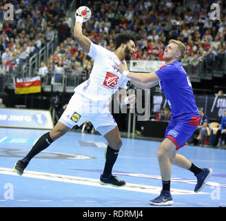 Germania. Berlino, Germania. 17 gen 2019. IHF pallamano uomini del Campionato del Mondo di Berlino, Germania.Timothey N'Guessan per la Francia Credito: Mickael Chavet/Alamy Live News Foto Stock