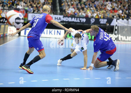 Germania. Berlino, Germania. 17 gen 2019. IHF pallamano uomini del Campionato del Mondo di Berlino, Germania.Kentin Mahe per la Francia Credito: Mickael Chavet/Alamy Live News Foto Stock