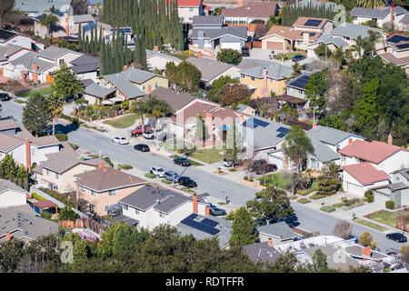 Vista aerea del quartiere residenziale di San Jose, South San Francisco Bay Area, California Foto Stock