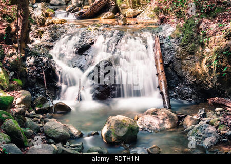 La cascata nel Canyon Uvas Parcheggio contea di Santa Clara County, California; lunga esposizione Foto Stock