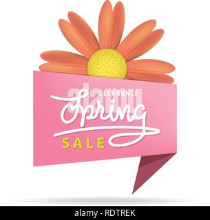 Set di tag vendita di primavera rosa voce design per banner o poster. Vendita e sconti concetto. Illustrazione Vettoriale.