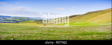 Splendida vista panoramica sulle verdi colline a sud di South San Francisco Bay Area di San Jose, California Foto Stock