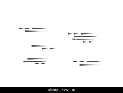 Le linee di velocità gruppo isolato. L'effetto di movimento per il tuo design. Linee nere su sfondo bianco. Illustrazione Vettoriale Illustrazione Vettoriale