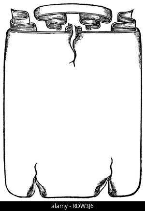 Antiched vellum o papyrus scroll modello di bordo da 1561 calligraphy libro, con spazio per un titolo Foto Stock