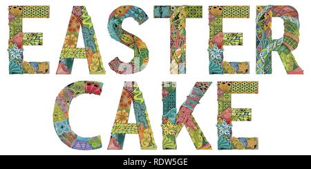 Dipinte a mano e art design. Disegnata a mano illustrazione parole torta di Pasqua per t-shirt e altre decorazioni Illustrazione Vettoriale
