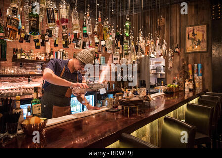 Il Fosso pensile è un cocktail bar nascosto nel Hannah Fabbrica del vicolo in Te Aro, Wellington. Indirizzo: 14 Leeds St, Te Aro, Wellington 6011, Foto Stock