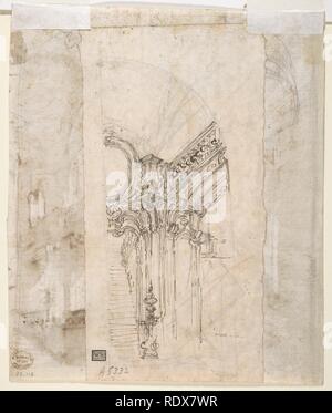 Studio architettonico (recto); foglio separato con disegno architettonico (verso) Foto Stock