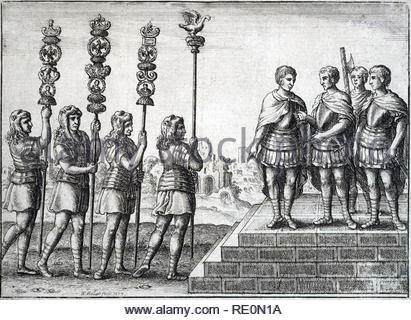 I soldati romani, attacco da incisore boemo Wenceslaus Hollar dal 1653 Foto Stock