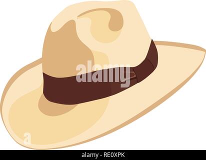 Il cappello da cowboy icona con nastro o banda di hat. Semplice cartoon hat illustrazione. floppy hat. tesa larga hat, Illustrazione Vettoriale