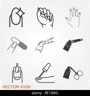 Manicure logo icona, illustrazione vettoriale simbolo segno per la progettazione Illustrazione Vettoriale